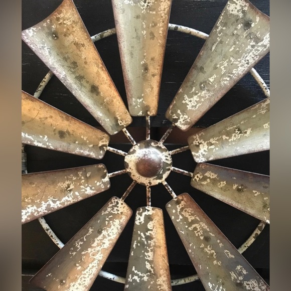 Farmhouse Windmill Candle Holder Wall Art Handmade Metal Holder - Picture 3 of 6